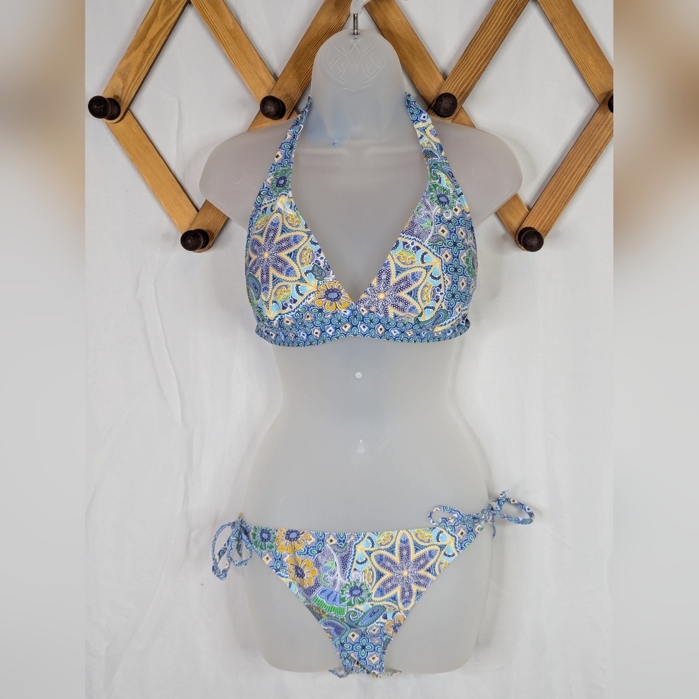 Athleta Paisley Floral Triangle Bikini Top And Bottom - Size Large D Cup